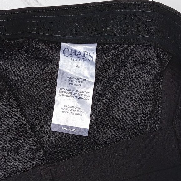 CHAPS Dress Pants Mens 42 x 32 Black Performance Flat Front Slim Fit Golf Pant - Picture 9 of 10